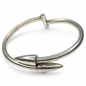 Vintage Sterling Silver 925 Taxco Mexico Unique Hinged Bangle Bracelet Signed
